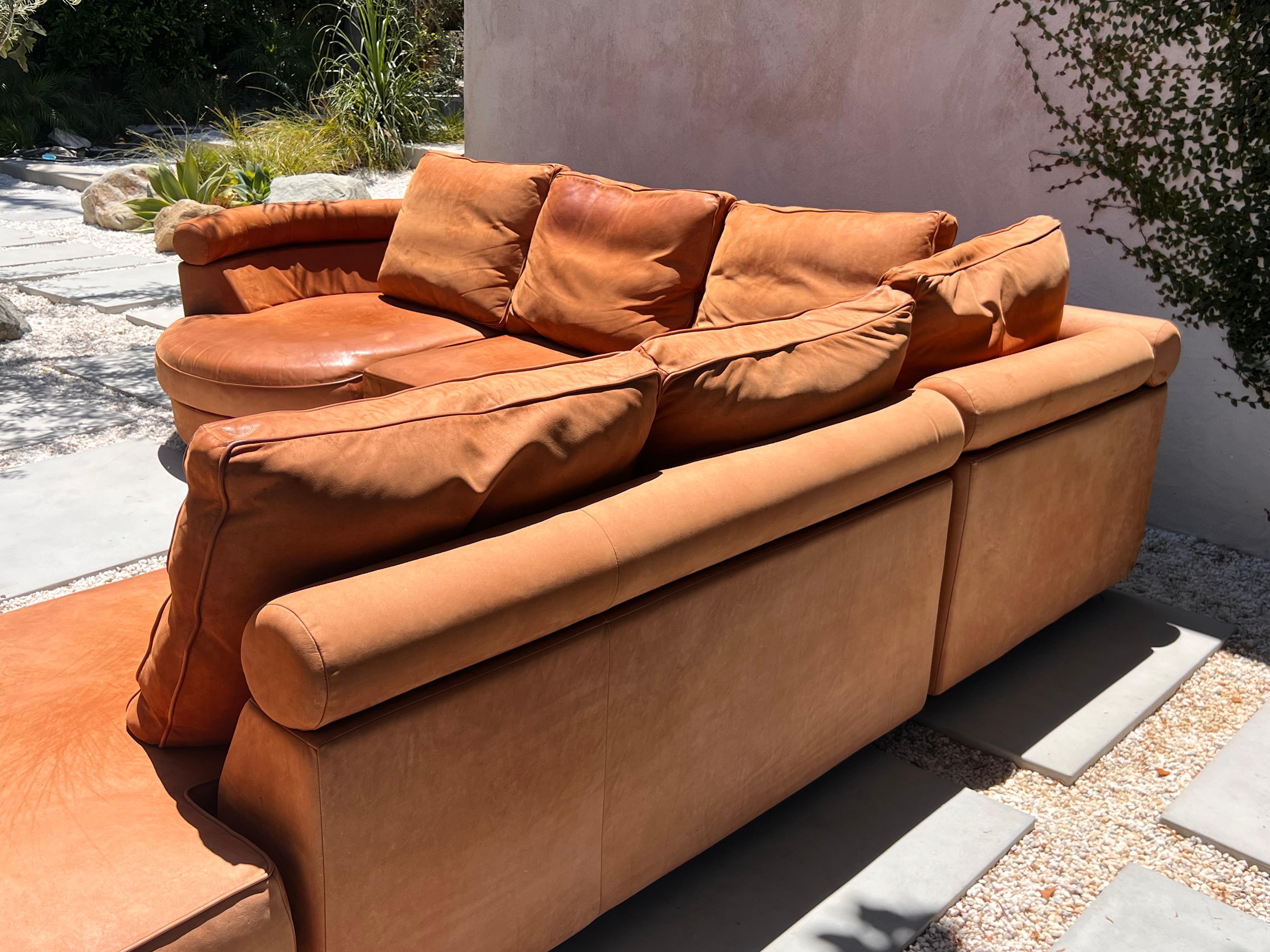 20th Century Vintage sectional modular sofa in cognac leather by Roche Bobois, late 20th c.