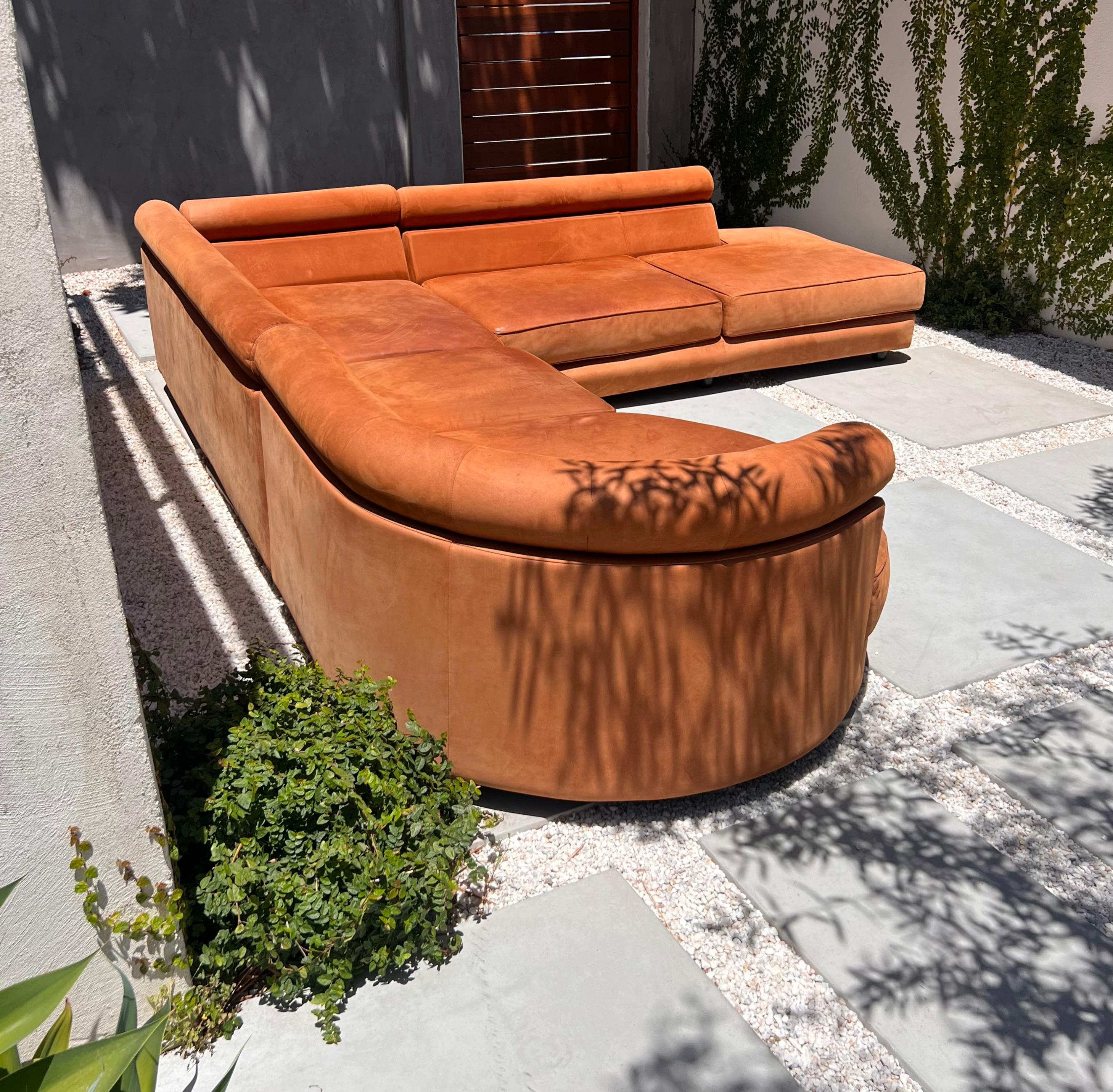 Vintage sectional modular sofa in cognac leather by Roche Bobois, late 20th c. 1