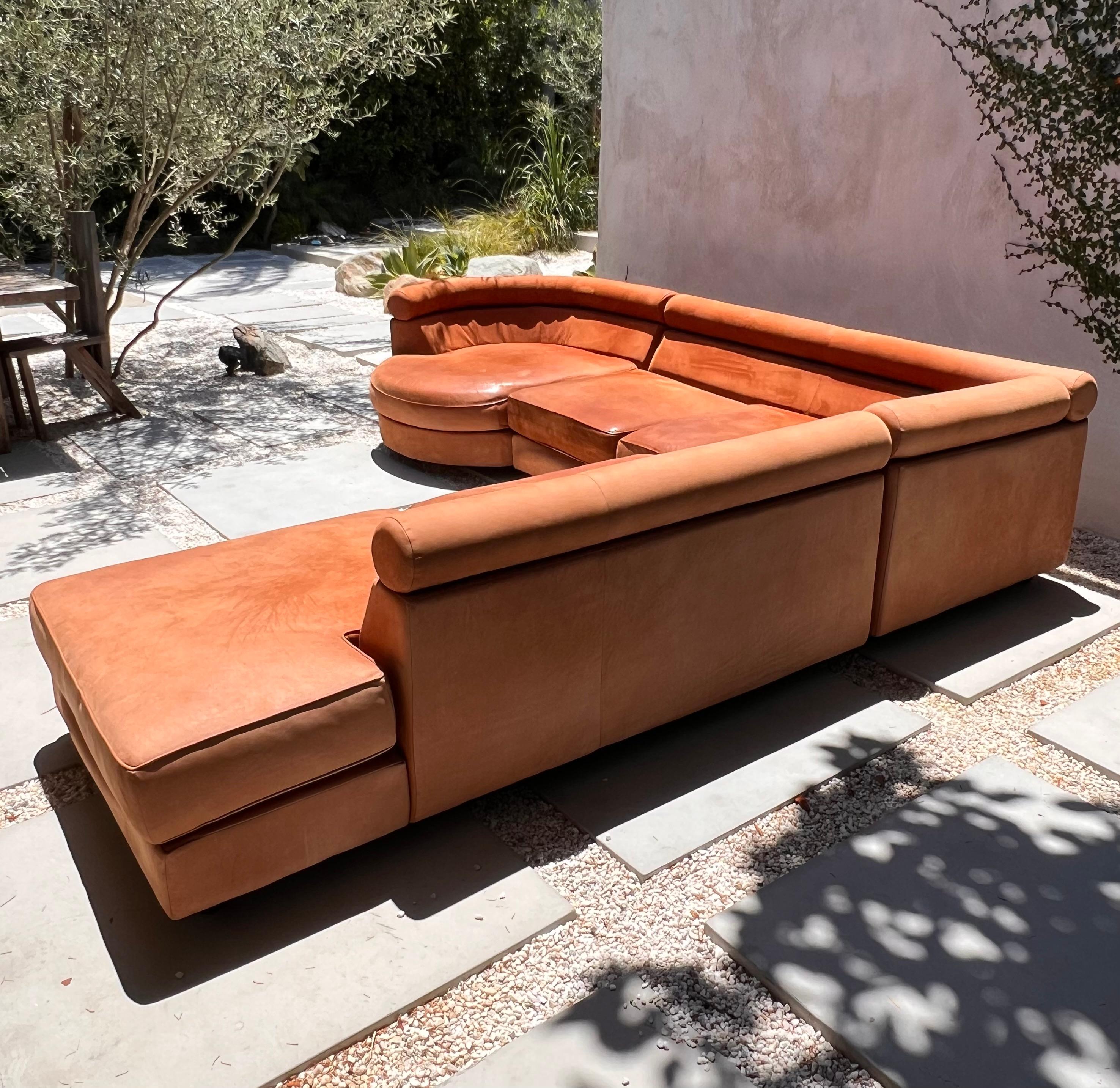 Vintage sectional modular sofa in cognac leather by Roche Bobois, late 20th c. 2