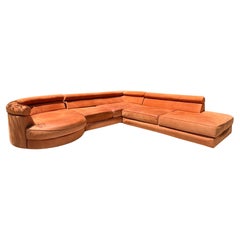 Vintage sectional modular sofa in cognac leather by Roche Bobois, late 20th c.