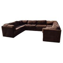 Canapé sectionnel vintage Pit Sofa by Kroehler Chocolate Brown Suede Like Fabric