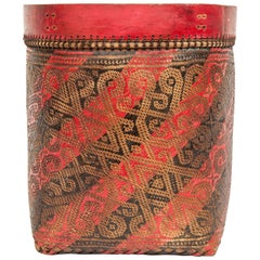 Vintage Seed Basket, with Woven Design, Iban of Borneo, Mid-Late 20th Century