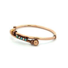 Viktorianisches Armreif-Armband aus Gold mit Vintage-Perlen und blauen Steinen