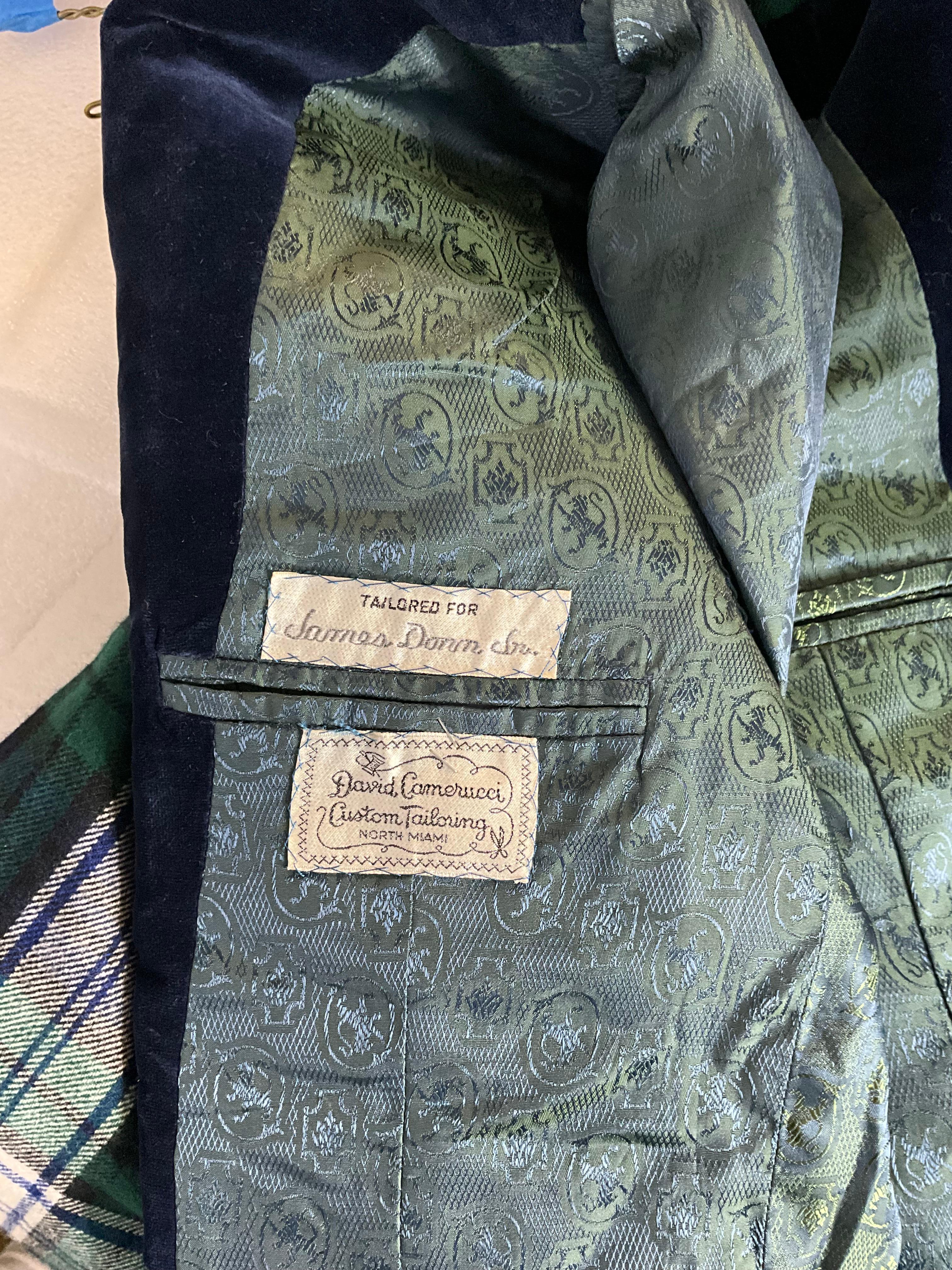 Vintage Seersucker Plaid Wool Custom Tailored Jacket with Vest For Sale 2