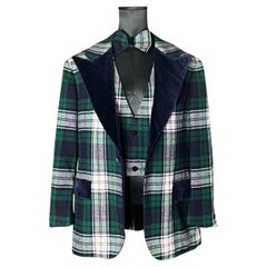 Vintage Seersucker Plaid Wool Custom Tailored Jacket with Vest