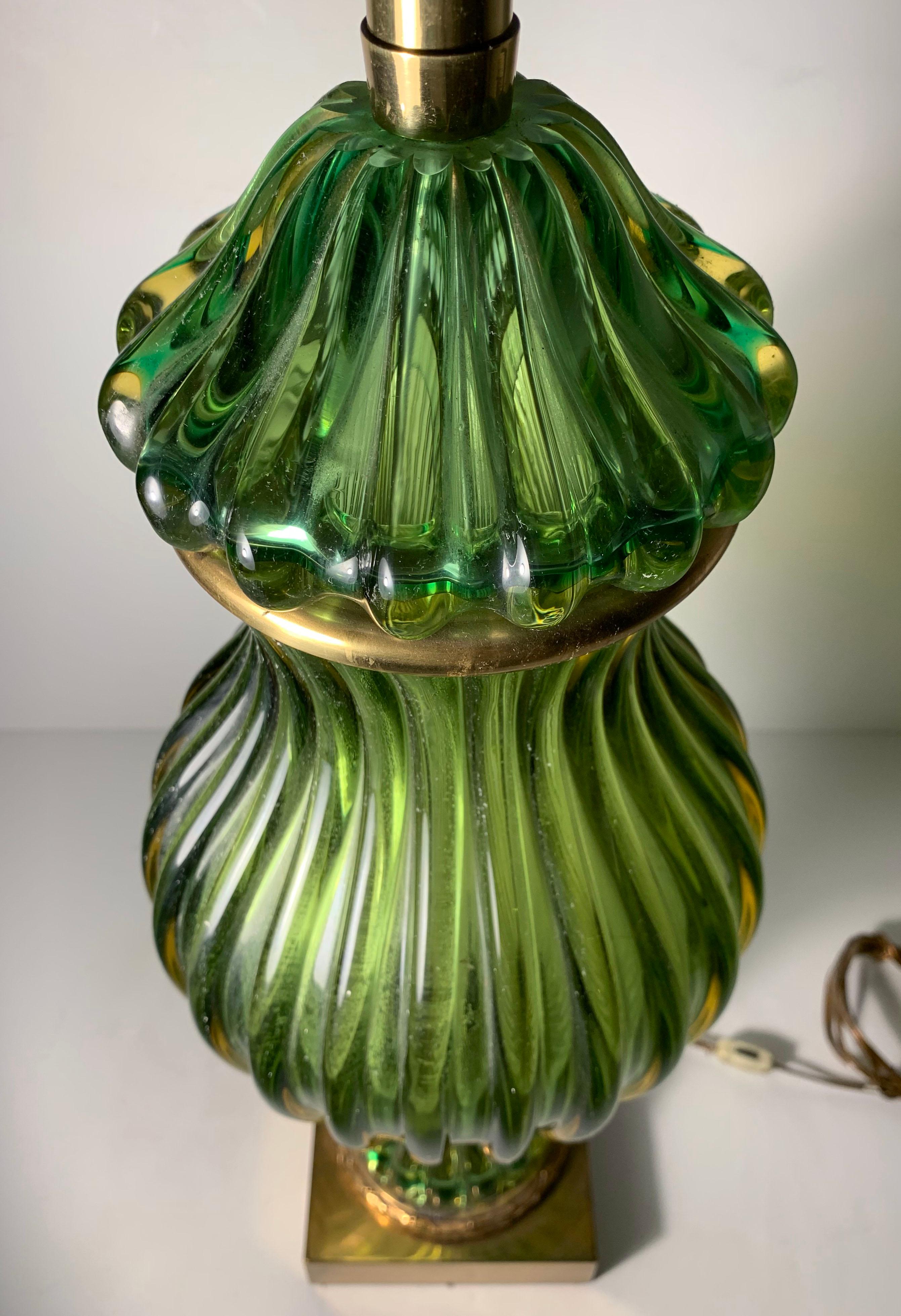 Vintage Seguso Glass Lamp for Marbro Lamp Company For Sale 1