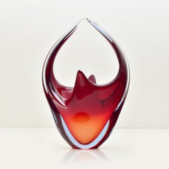 Vintage Seguso Murano Flavio Poli Ruby Red Sommerso Glass Sculptural Bowl
