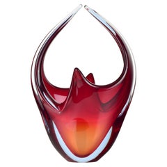Bol sculptural vintage Seguso Murano Flavio Poli rouge rubis Sommerso