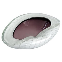 Vintage Seguso Murano Glass Bowl, Lavender and White, Circa 1950s