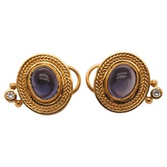 Orecchini di tanzanite d'epoca in oro giallo 18k SeidenGang
