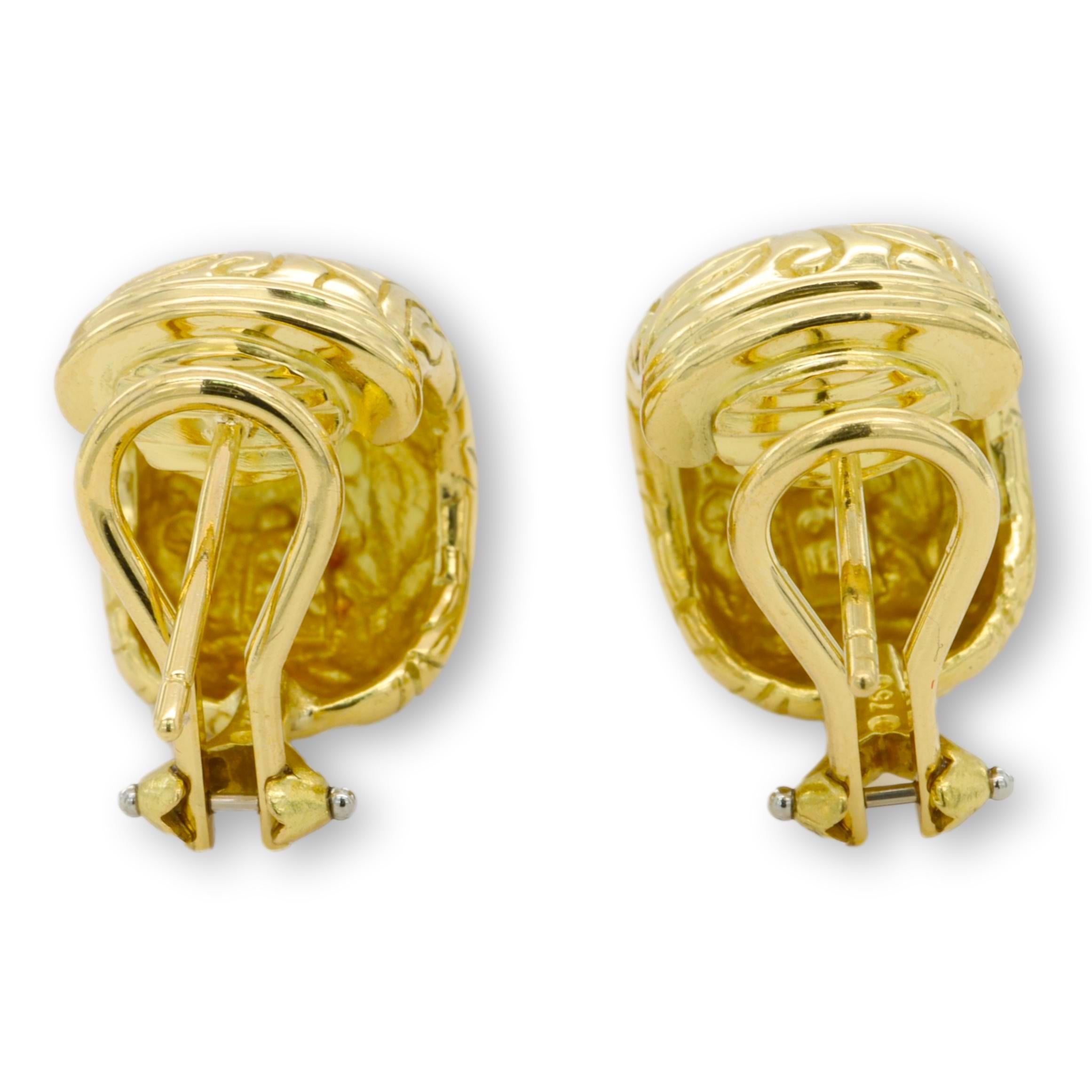 Pendientes vintage Seidengang Laurel 18K Oro Amarillo Medio aro Hoja en venta 1