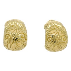 Pendientes vintage Seidengang Laurel 18K Oro Amarillo Medio aro Hoja