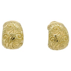 Seidengang Laurel, boucles d'oreilles vintage en forme de demi-cerceau en or jaune 18 carats avec feuilles