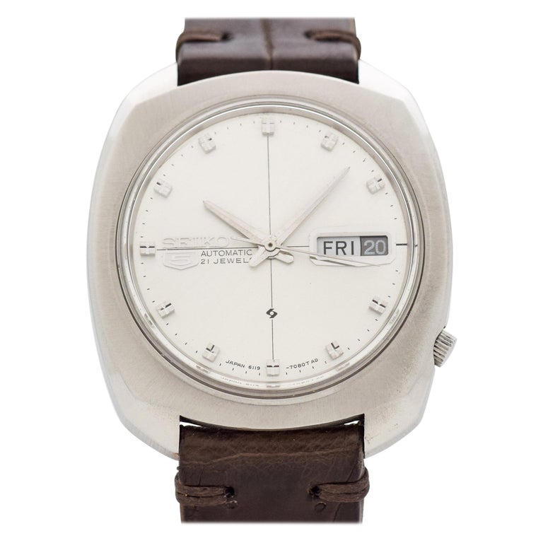Vintage Seiko Day-Date Reference 6119-7080 Stainless Steel Watch, 1969 at  1stDibs | seiko 6119-7080, seiko 6119 7080, seiko 5 automatic day date  vintage