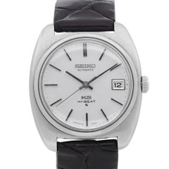 Montre vintage Seiko King Date avec cadran en acier et argent, pour hommes 5625-7070