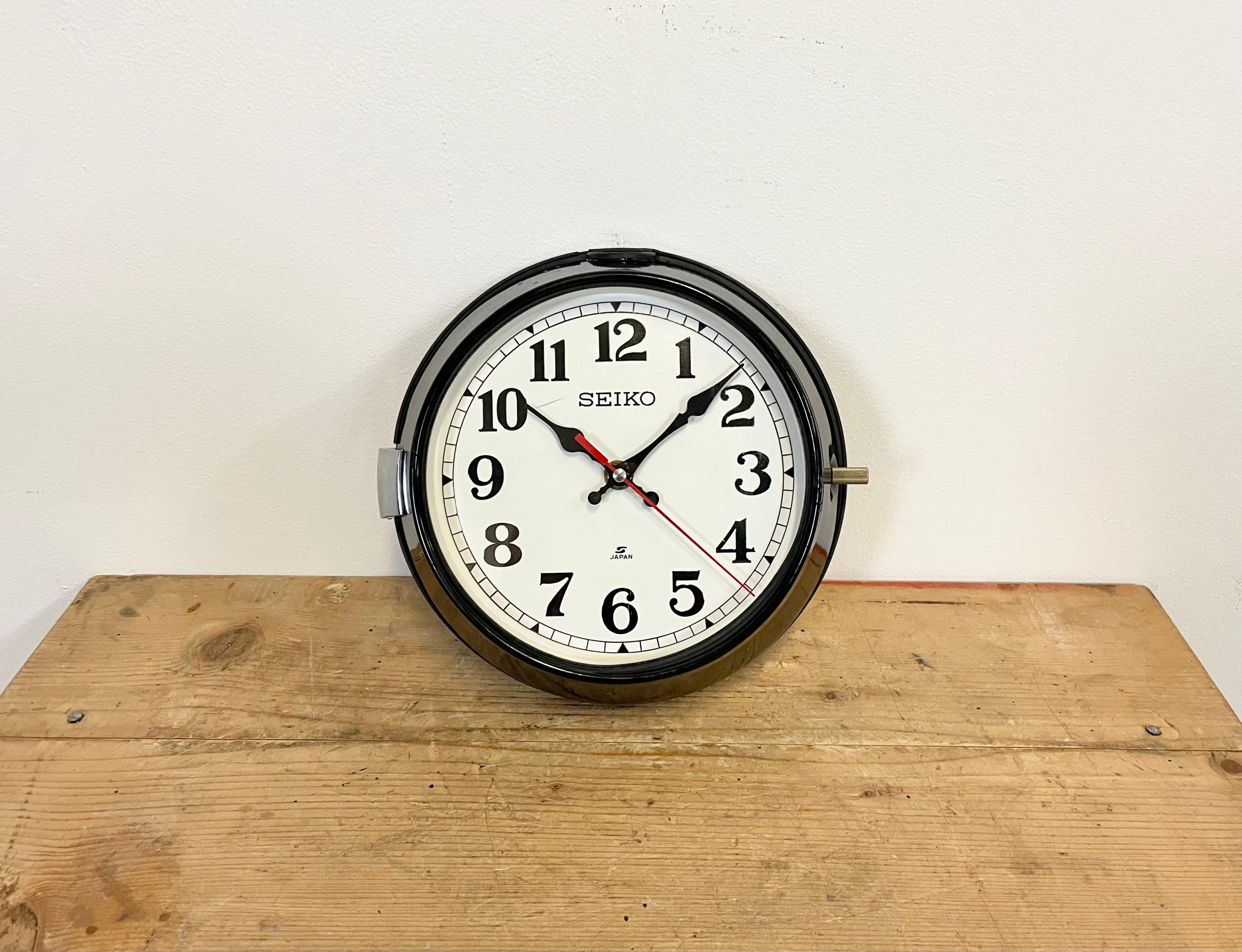 Vintage Seiko Navy Wall Clock, 1970s 9