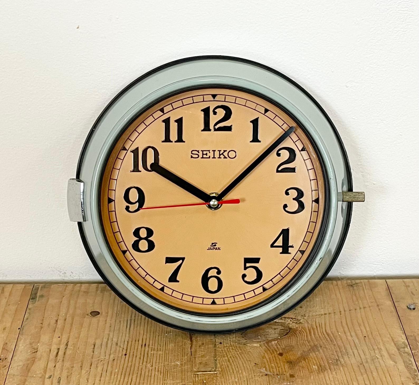 Industrial Vintage Seiko Navy Wall Clock, 1970s