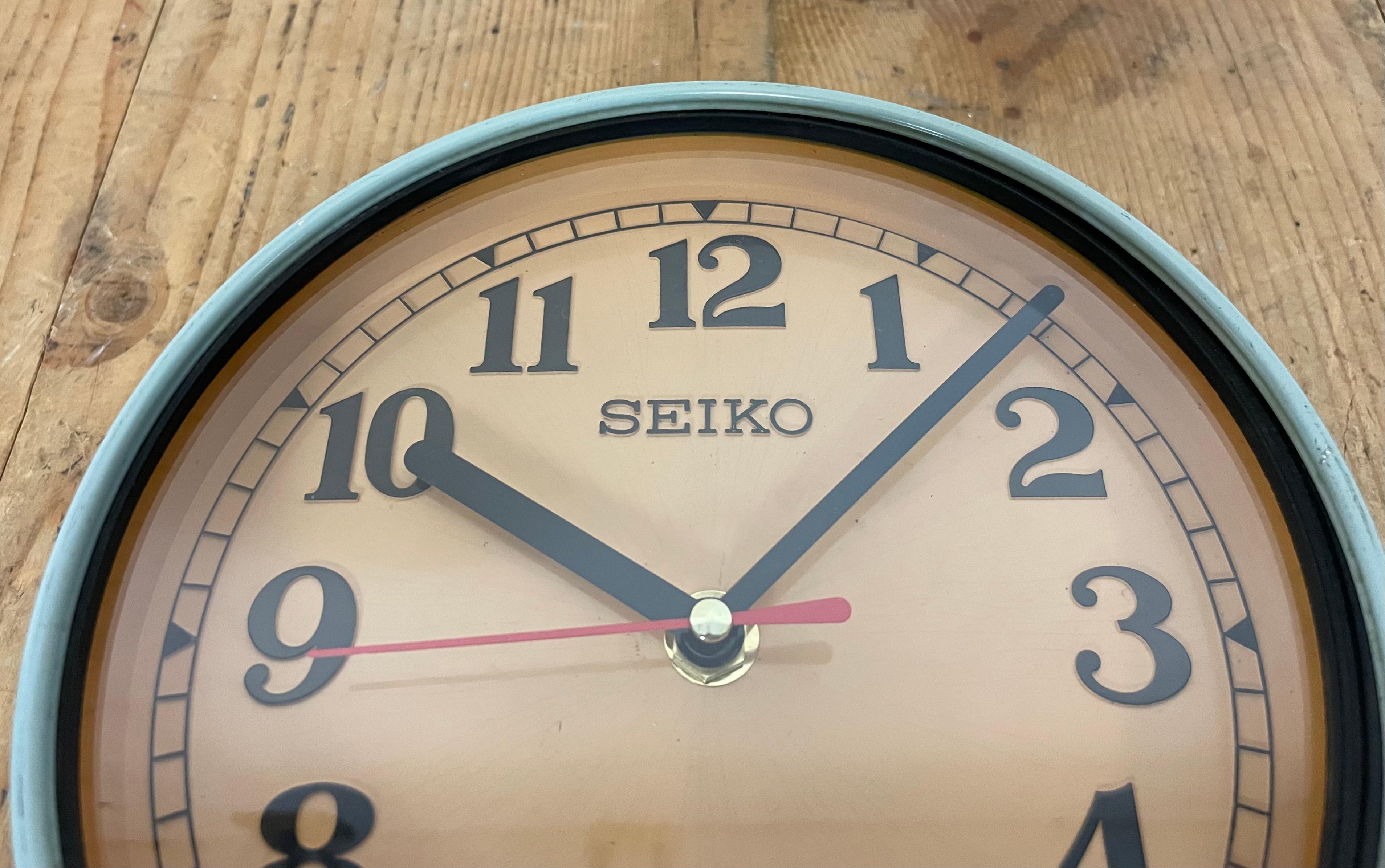 Glass Vintage Seiko Navy Wall Clock, 1970s