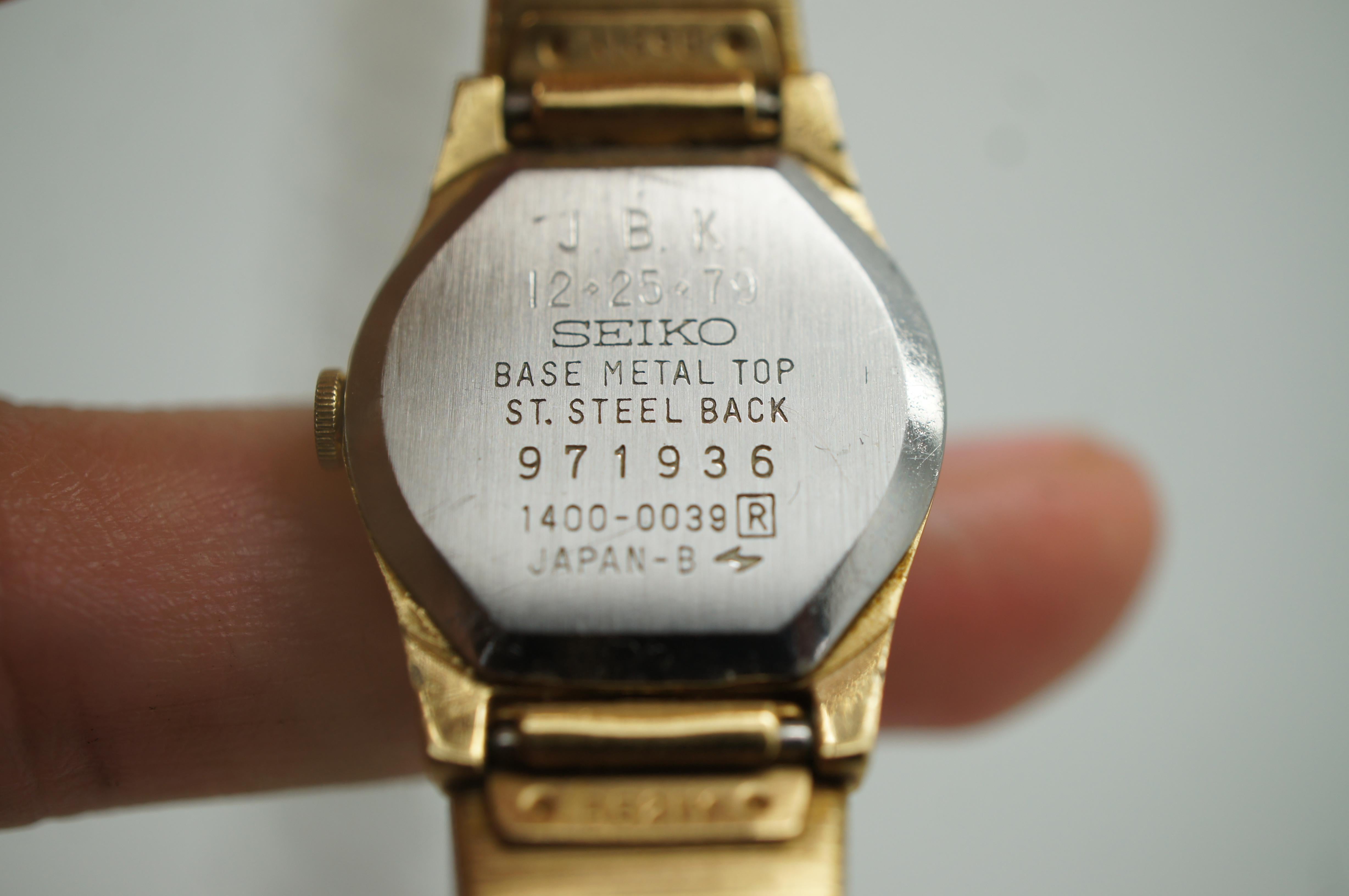 Vintage Seiko Quartz Gold Tone Retro Ladies Stretch Band Wrist Watch 971936 2