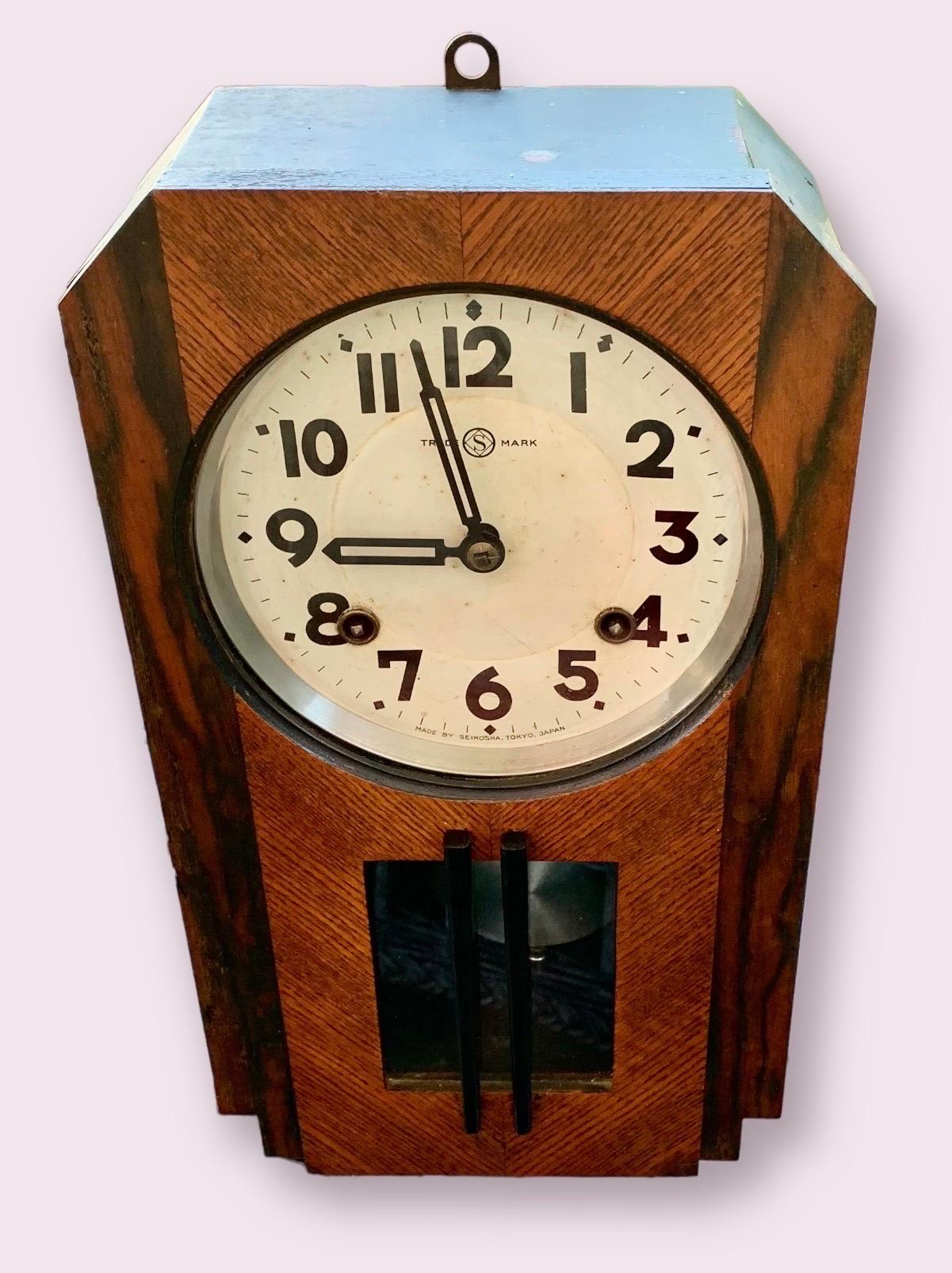 Vintage Seikosha Art Deco Wall Clock For Sale at 1stDibs