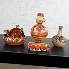 Vintage Selection of Mexican Pottery 8 Pcs Bowls Baking Dishes Jug Carafe Cup