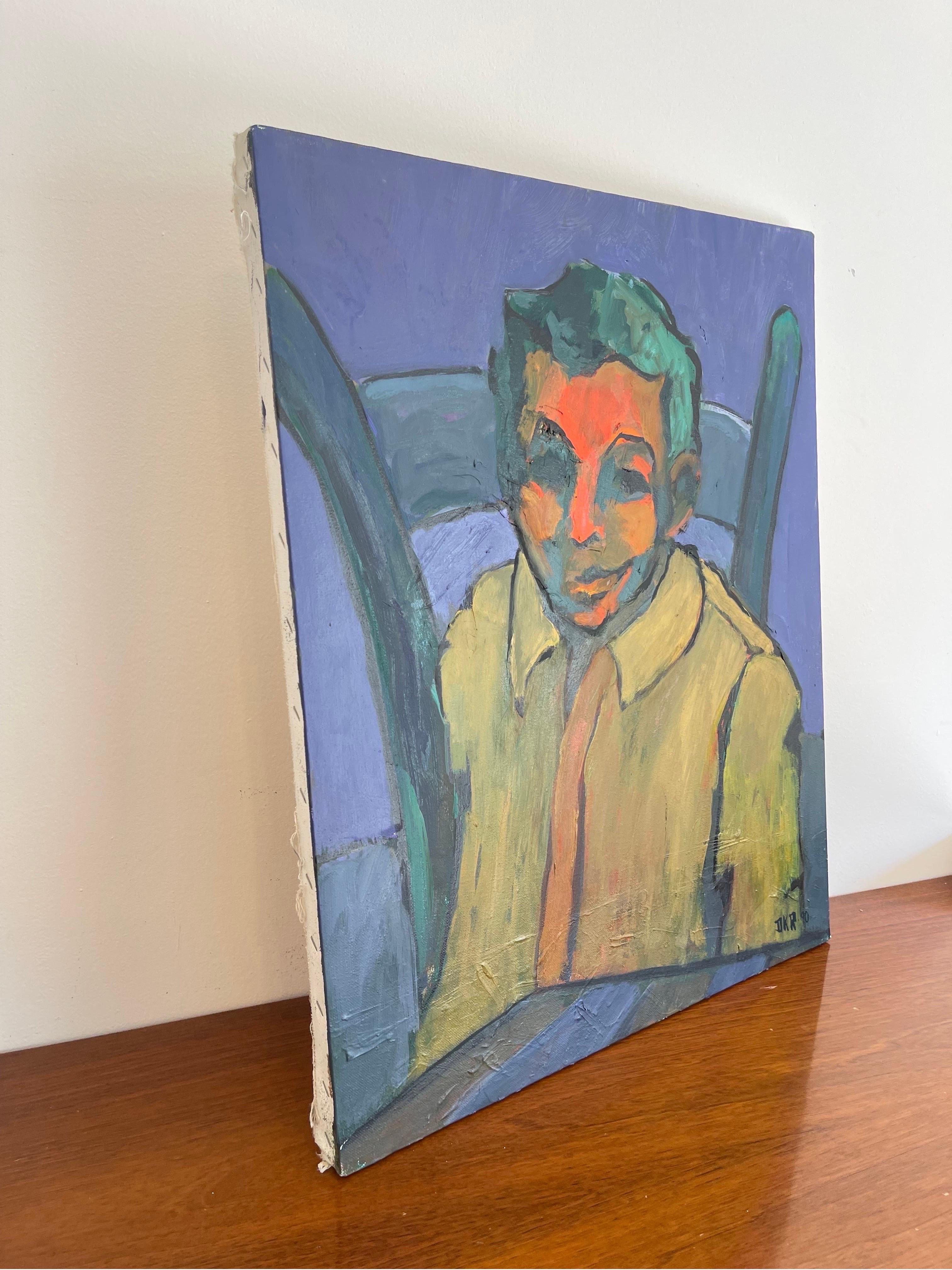 American Vintage Self Portrait Oil Painting of Donald K Ryan  For Sale
