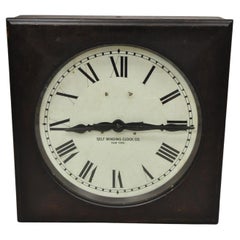 Vintage Self Winding Clock Co Large Square Case Shelf Clock