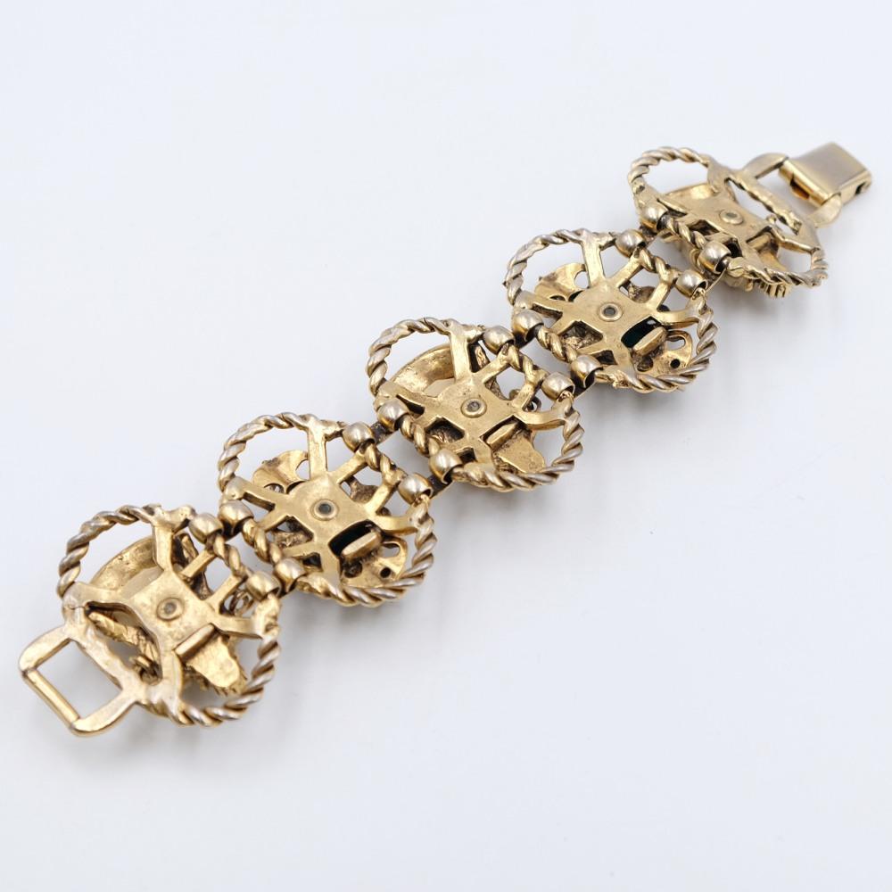 Women's or Men's Vintage Selro Asian Faces Bracelet For Sale
