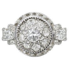 Vintage Semi-Old Cut Diamond and Platinum Chunky Dome Cocktail Ring, c.1940s