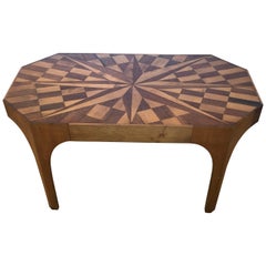 Vintage Sensational Starburst Mixed Wood Inlaid Coffee Table