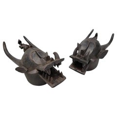 Vintage Senufo Feuerspitter- Helmmaske - 2er-Set
