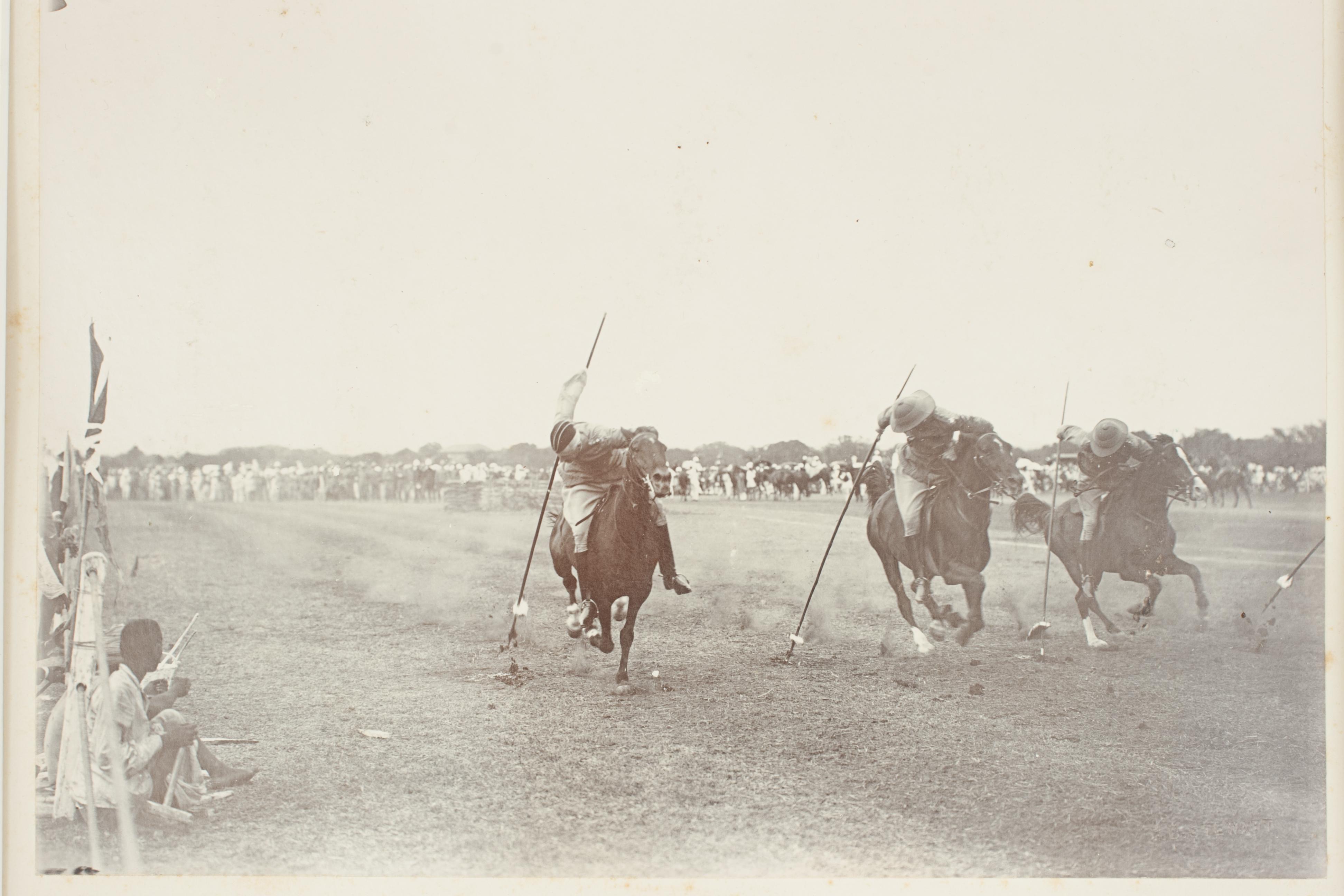 Indian Vintage Sepia Tent Pegging Photograph, Colonial For Sale