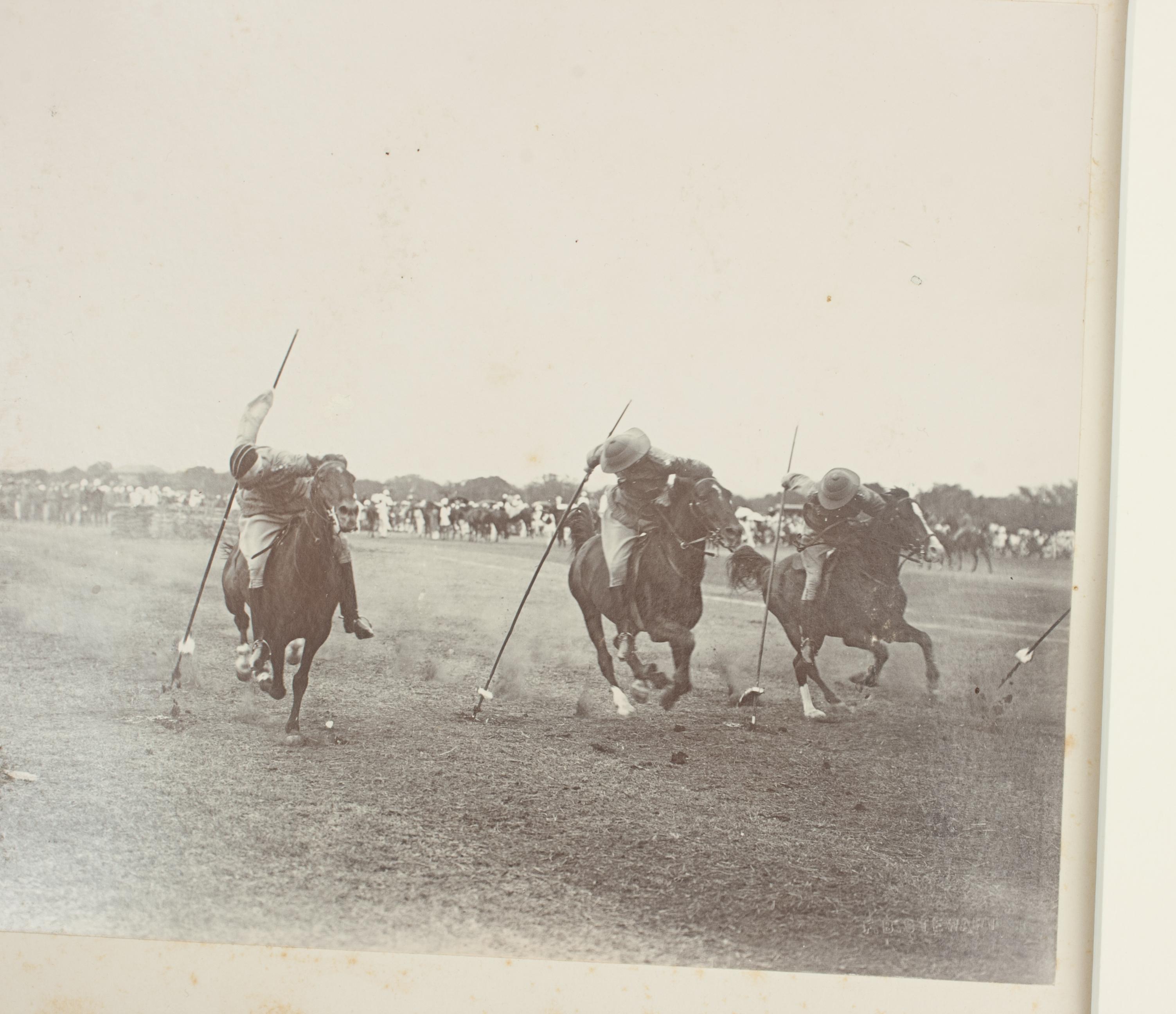 Vintage Sepia Tent Pegging Photograph, Colonial In Good Condition For Sale In Oxfordshire, GB