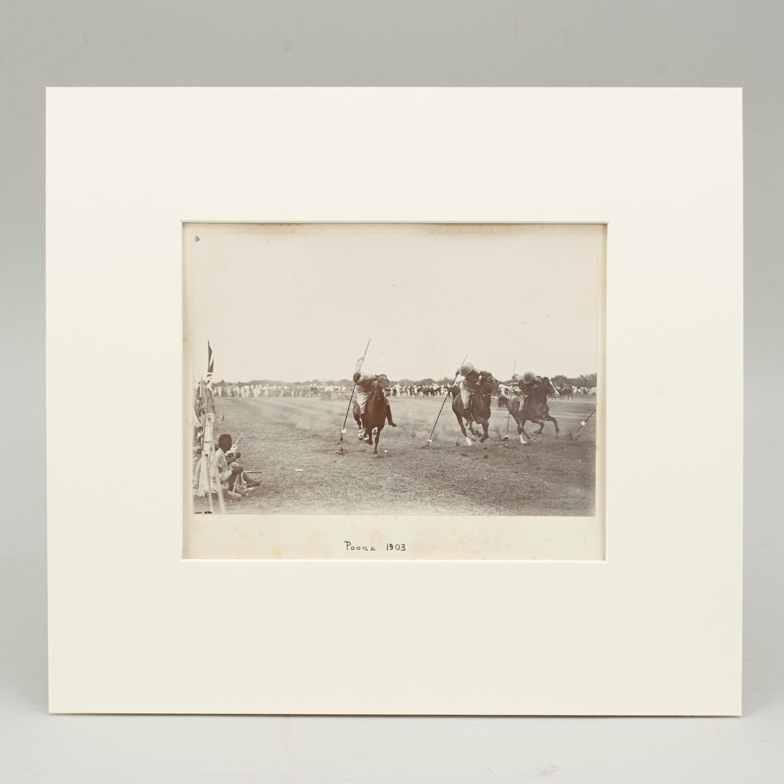 Paper Vintage Sepia Tent Pegging Photograph, Colonial For Sale