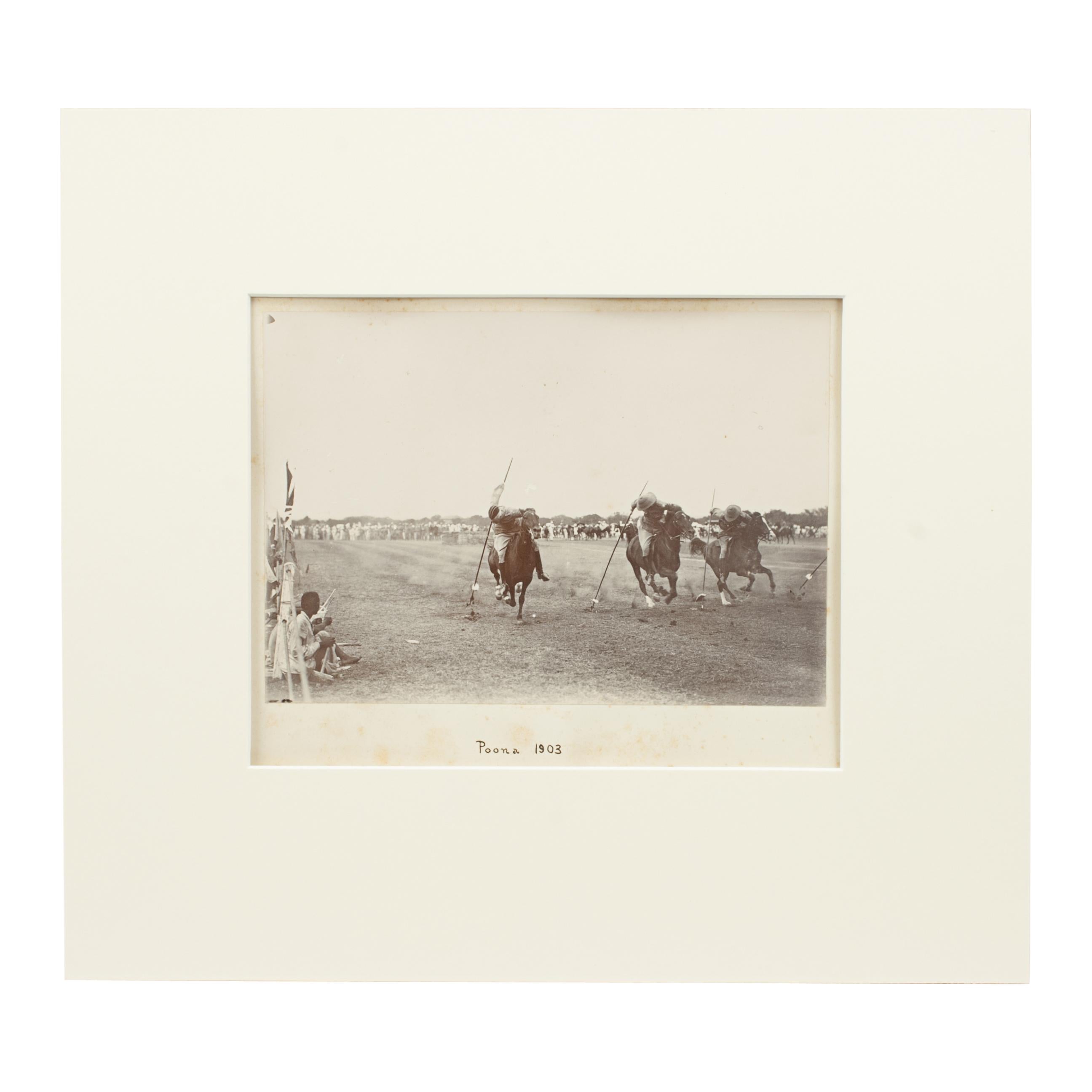 Vintage Sepia Tent Pegging Photograph, Colonial