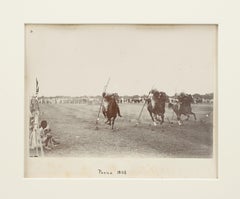 Vintage Sepia Tent Pegging Photograph