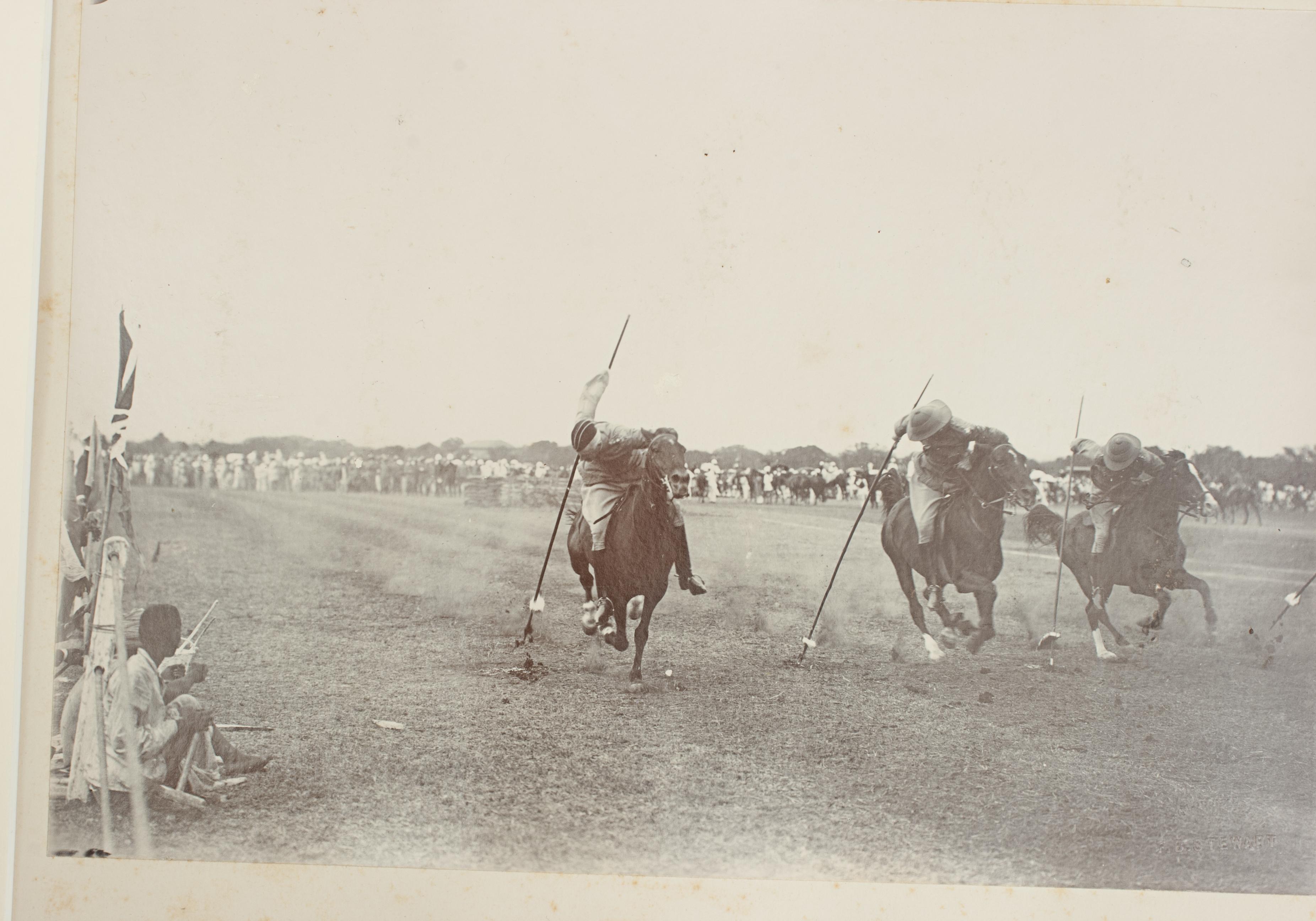 Indian Vintage Sepia Tent Pegging Photograph For Sale
