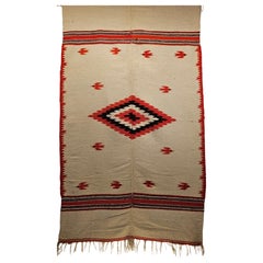 Vintage Serape Saltillo Kilim Rug, Handwoven Wool, Mid-20th Century