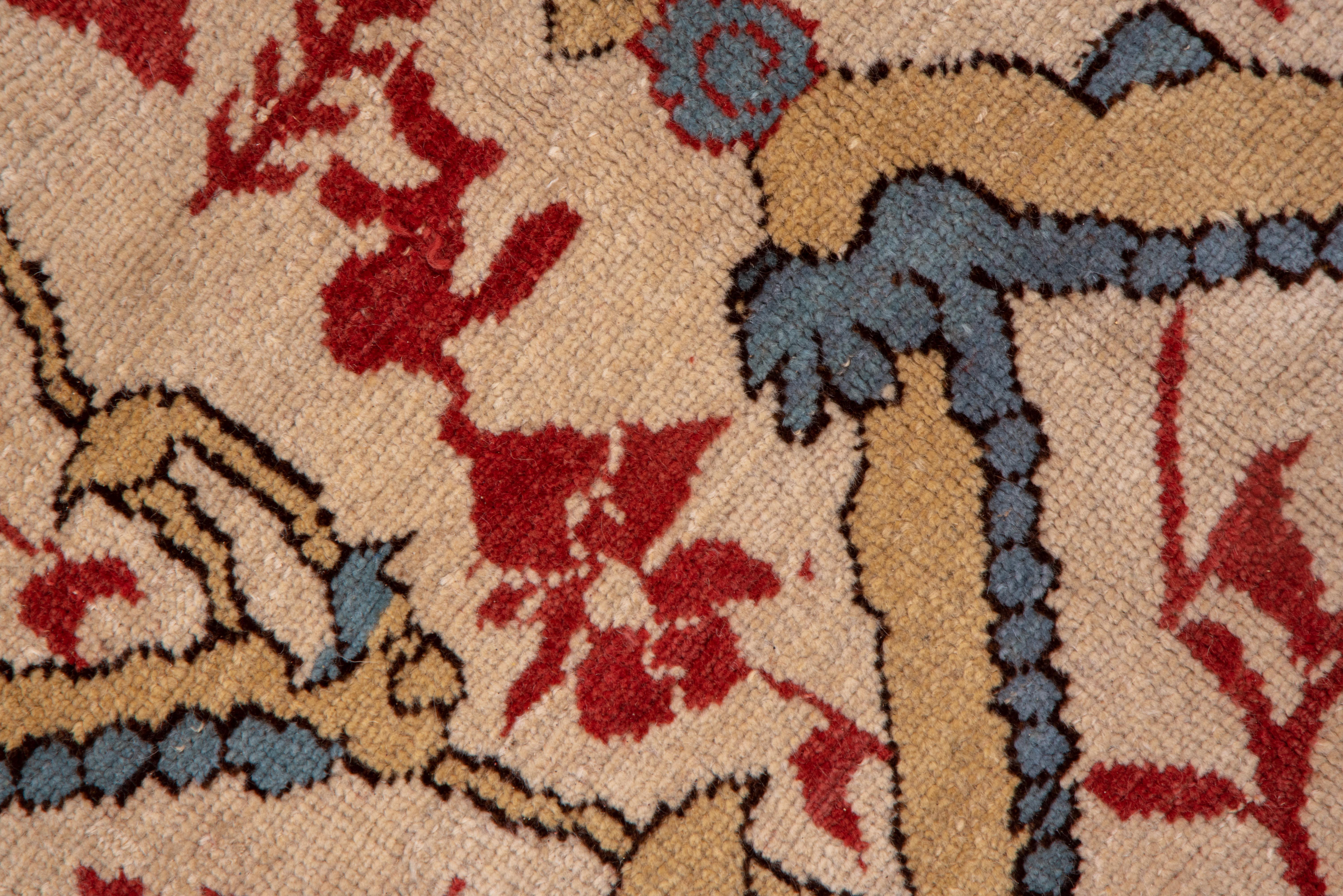 Alfombra Serapi Vintage Motivo Persa Pájaro Enrejado sobre Campo Marfil Lana en venta