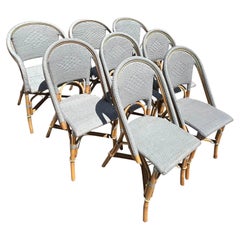 Vintage Serena and Lily Woven Rattan Riviera Dining Chairs, Set of 8
