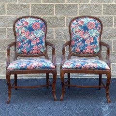 Vintage Serge Roche Style Carved Palm Frond Armchairs