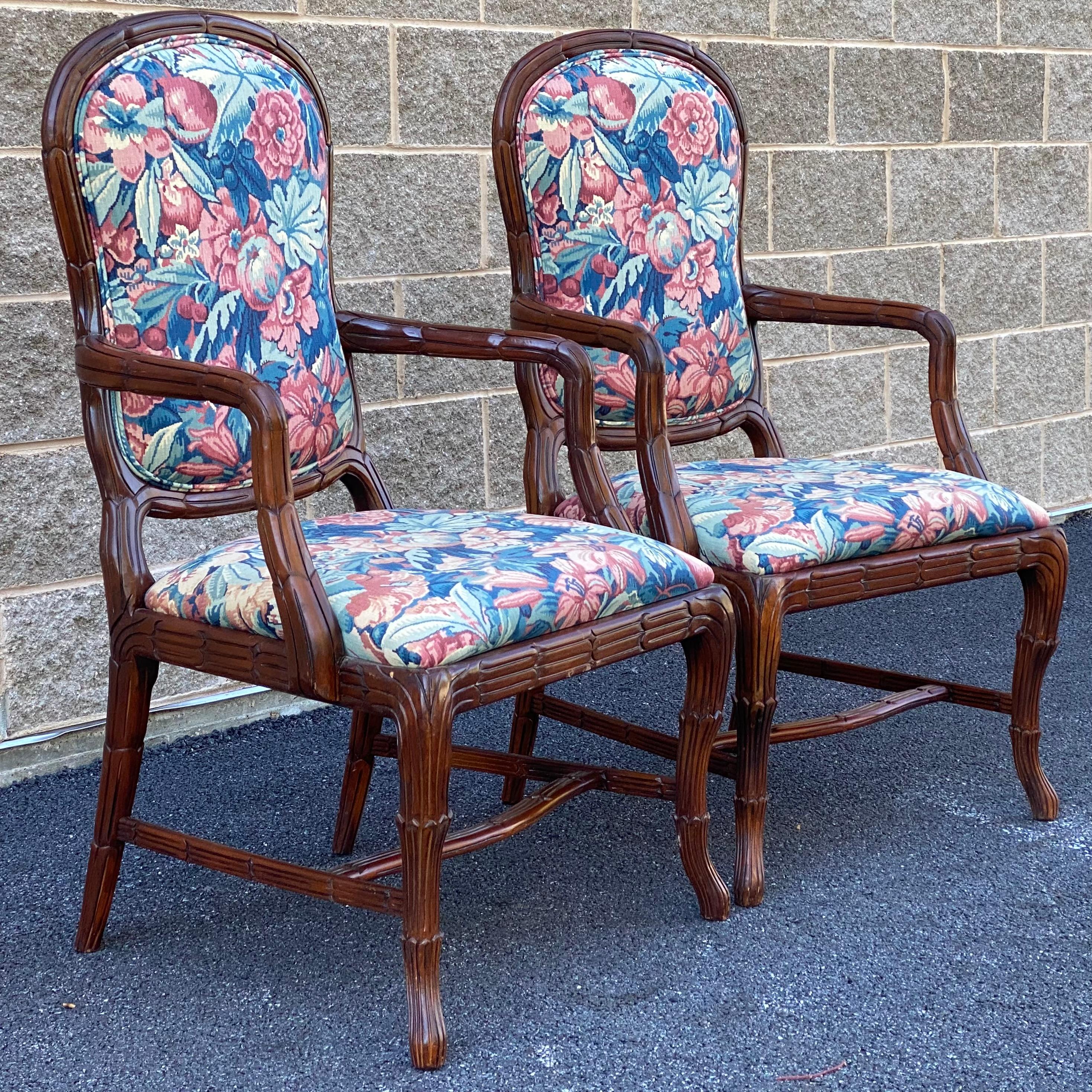 Moderno Poltrone con fronde di palma intagliate in stile Serge Roche d'epoca in vendita