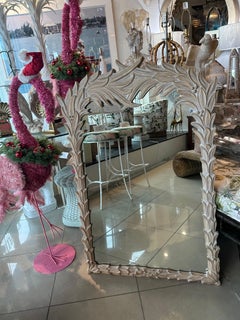 Vintage Serge Roche Style Palm Beach Frond Leaf Leaves Tree Wall Mirror