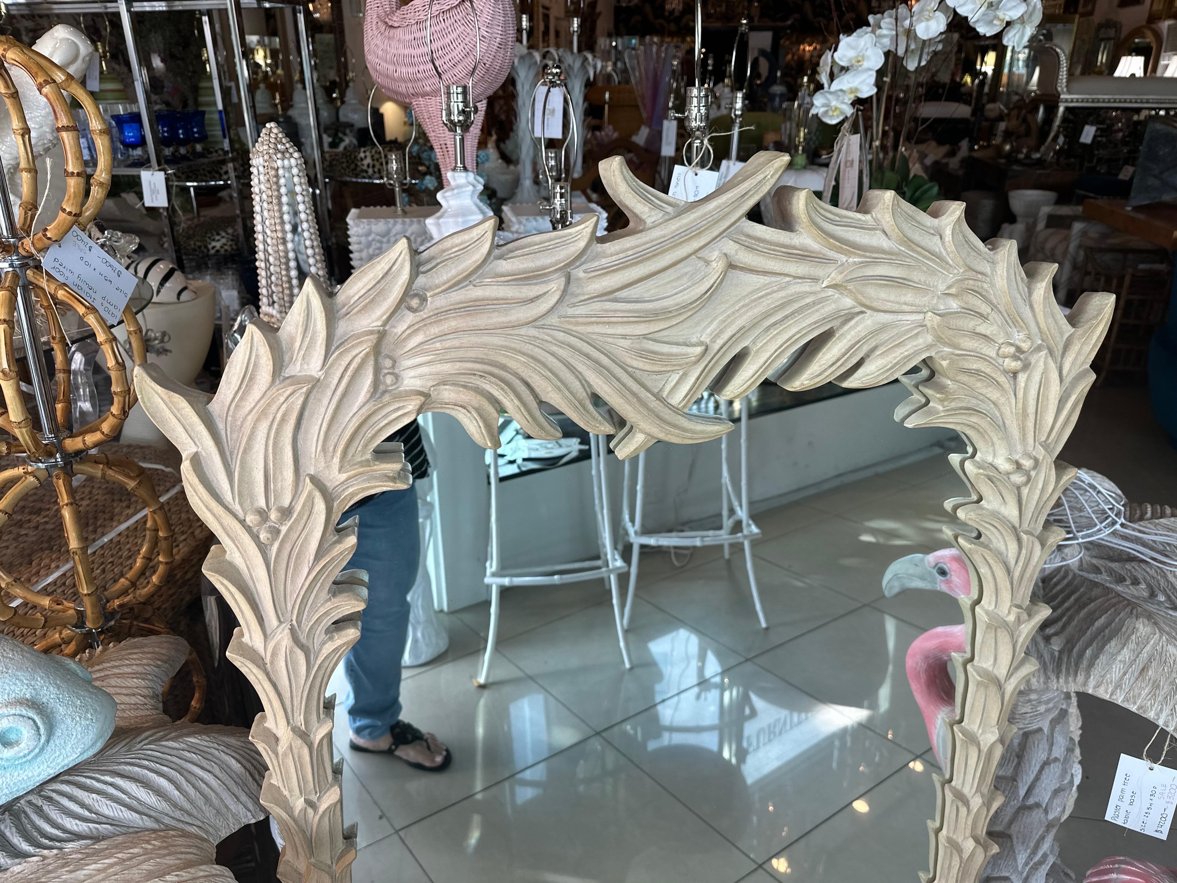 Hollywood Regency Vintage Serge Roche Style Palm Beach Frond Leaf Leaves Tree Wall Mirror  For Sale