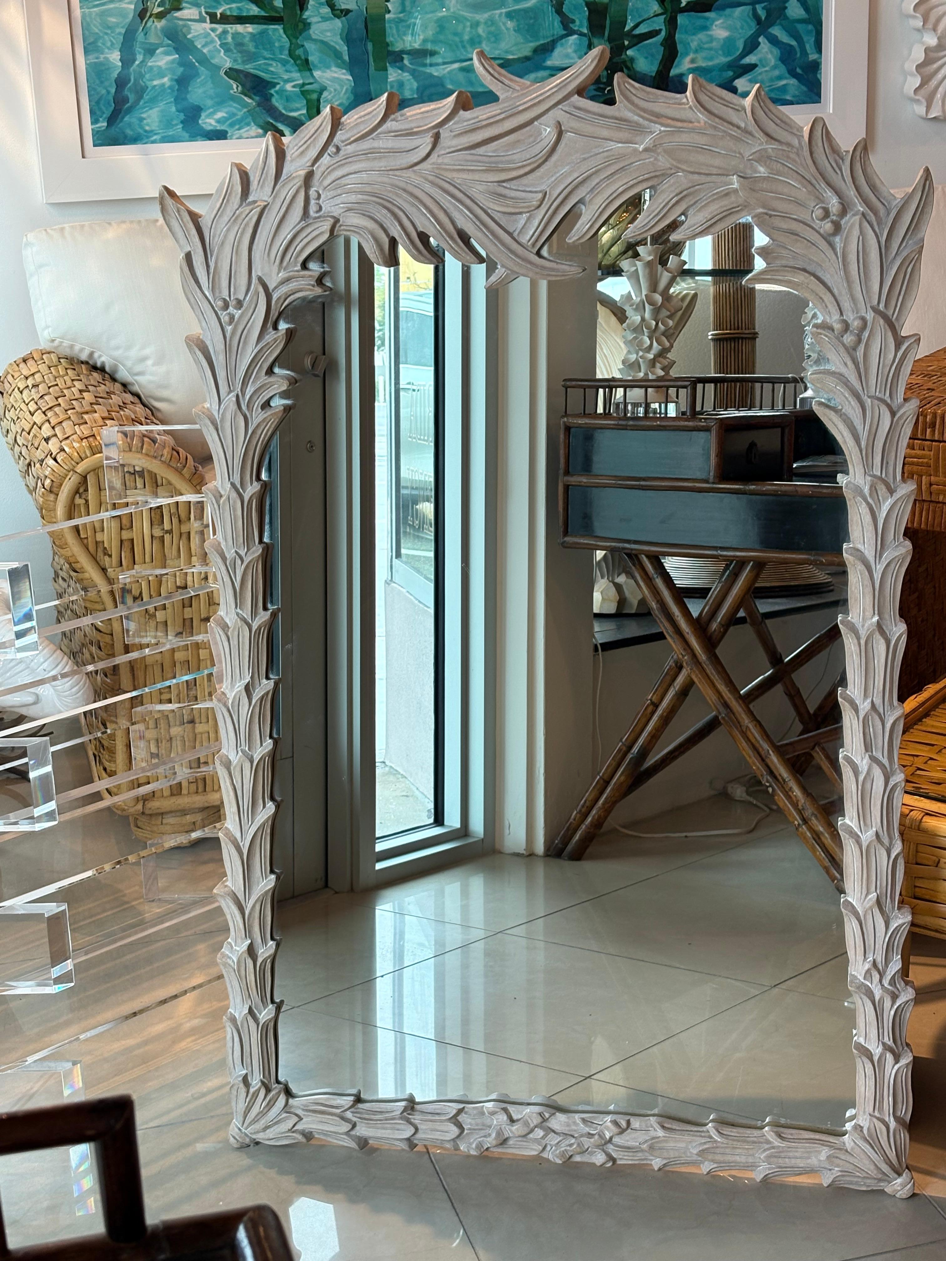 Vintage-Wandspiegel im Serge Roche-Stil aus Palm Beach mit Froschblättern und Blättern, Baum (Hollywood Regency) im Angebot