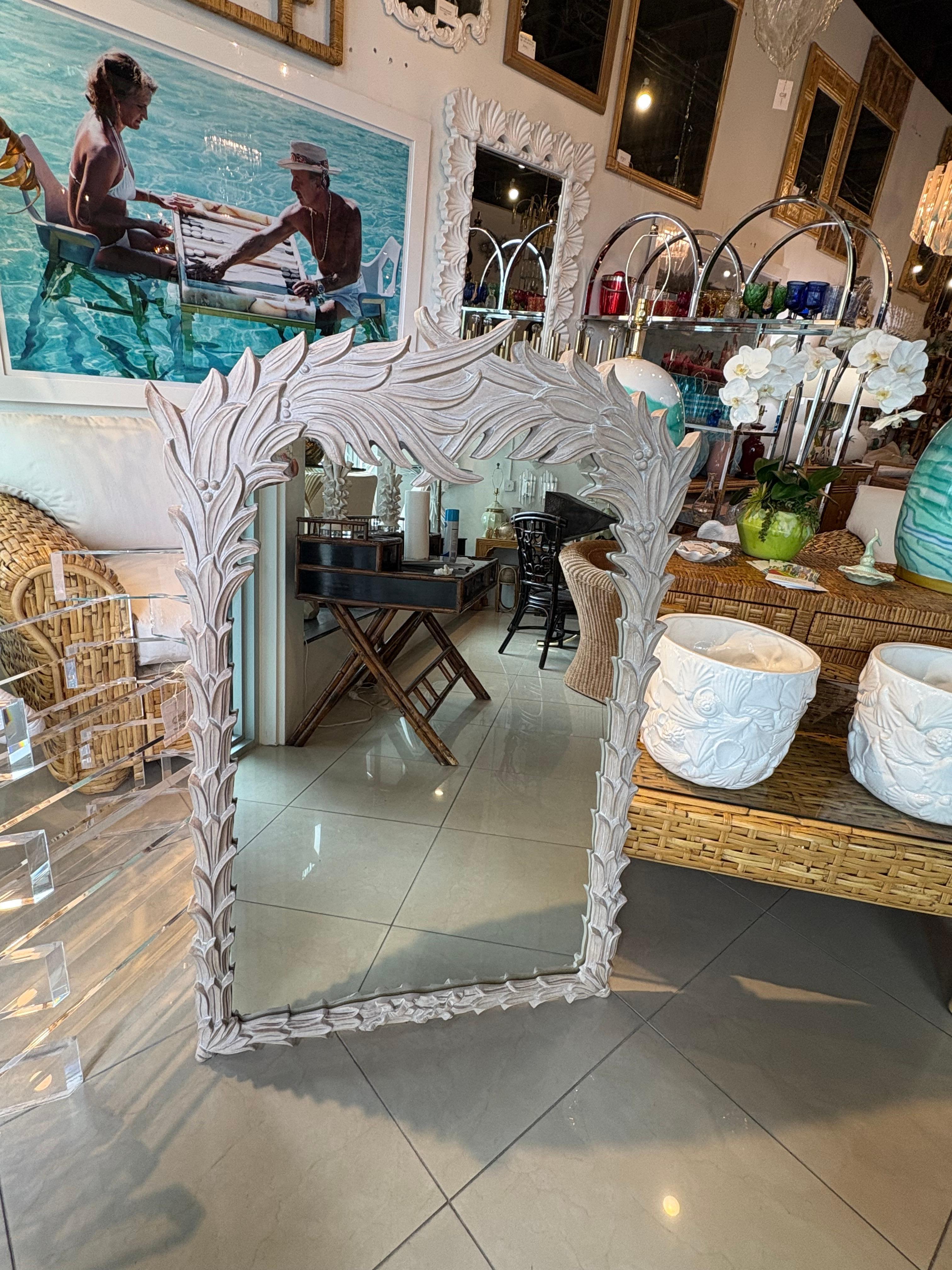 Vintage-Wandspiegel im Serge Roche-Stil aus Palm Beach mit Froschblättern und Blättern, Baum (amerikanisch) im Angebot