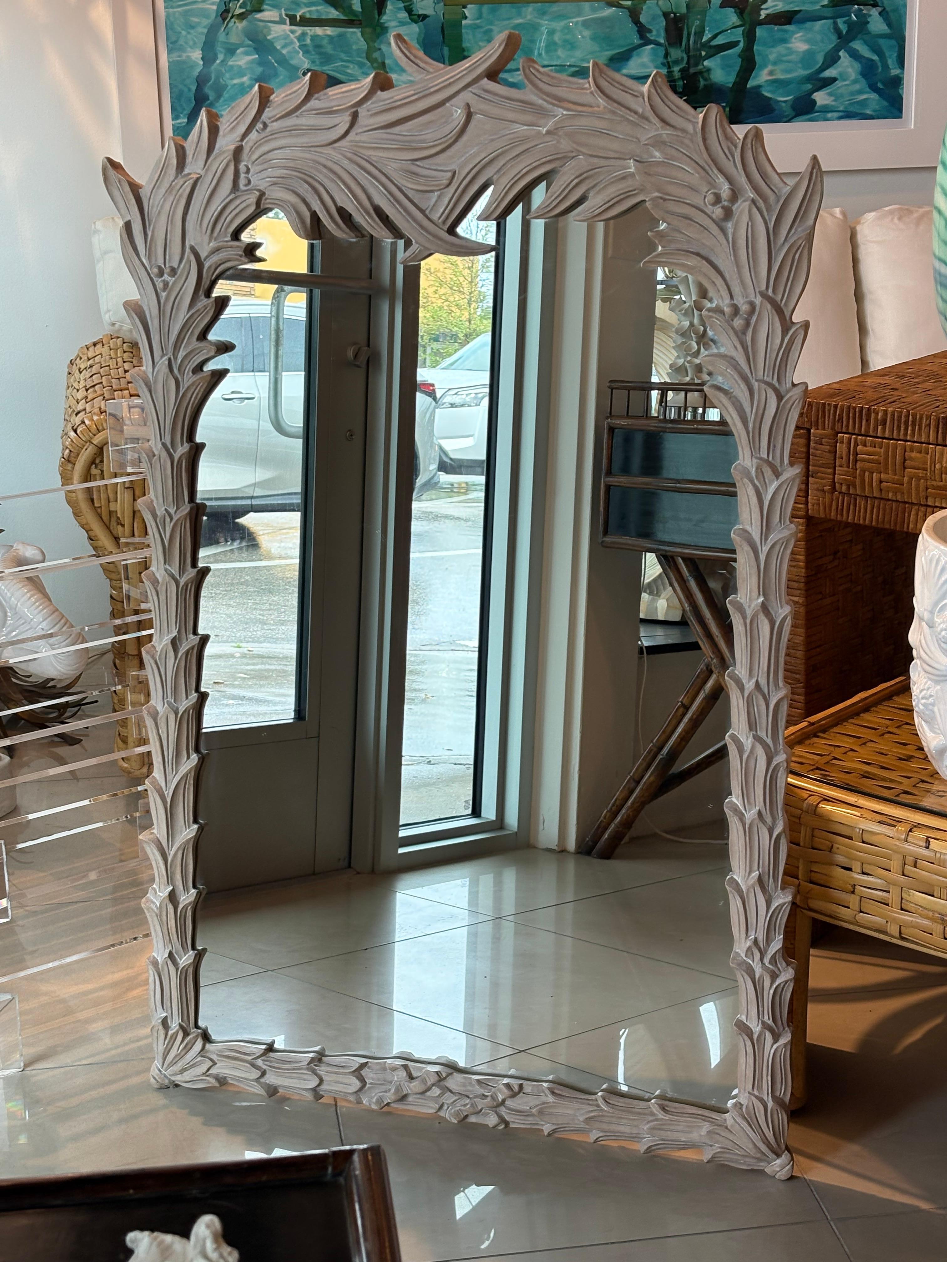 Vintage-Wandspiegel im Serge Roche-Stil aus Palm Beach mit Froschblättern und Blättern, Baum im Zustand „Gut“ im Angebot in West Palm Beach, FL