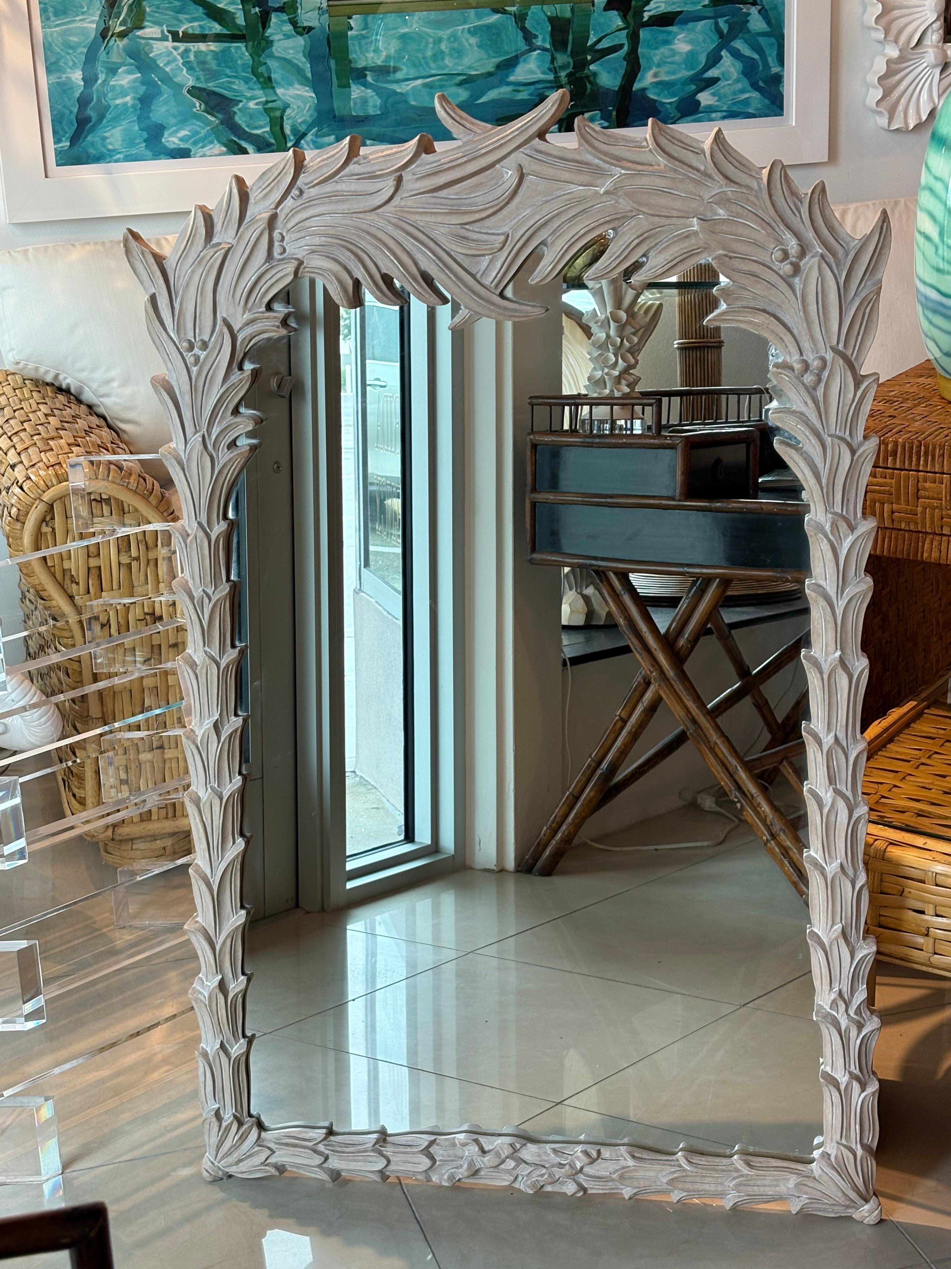 Vintage-Wandspiegel im Serge Roche-Stil aus Palm Beach mit Froschblättern und Blättern, Baum (Ende des 20. Jahrhunderts) im Angebot