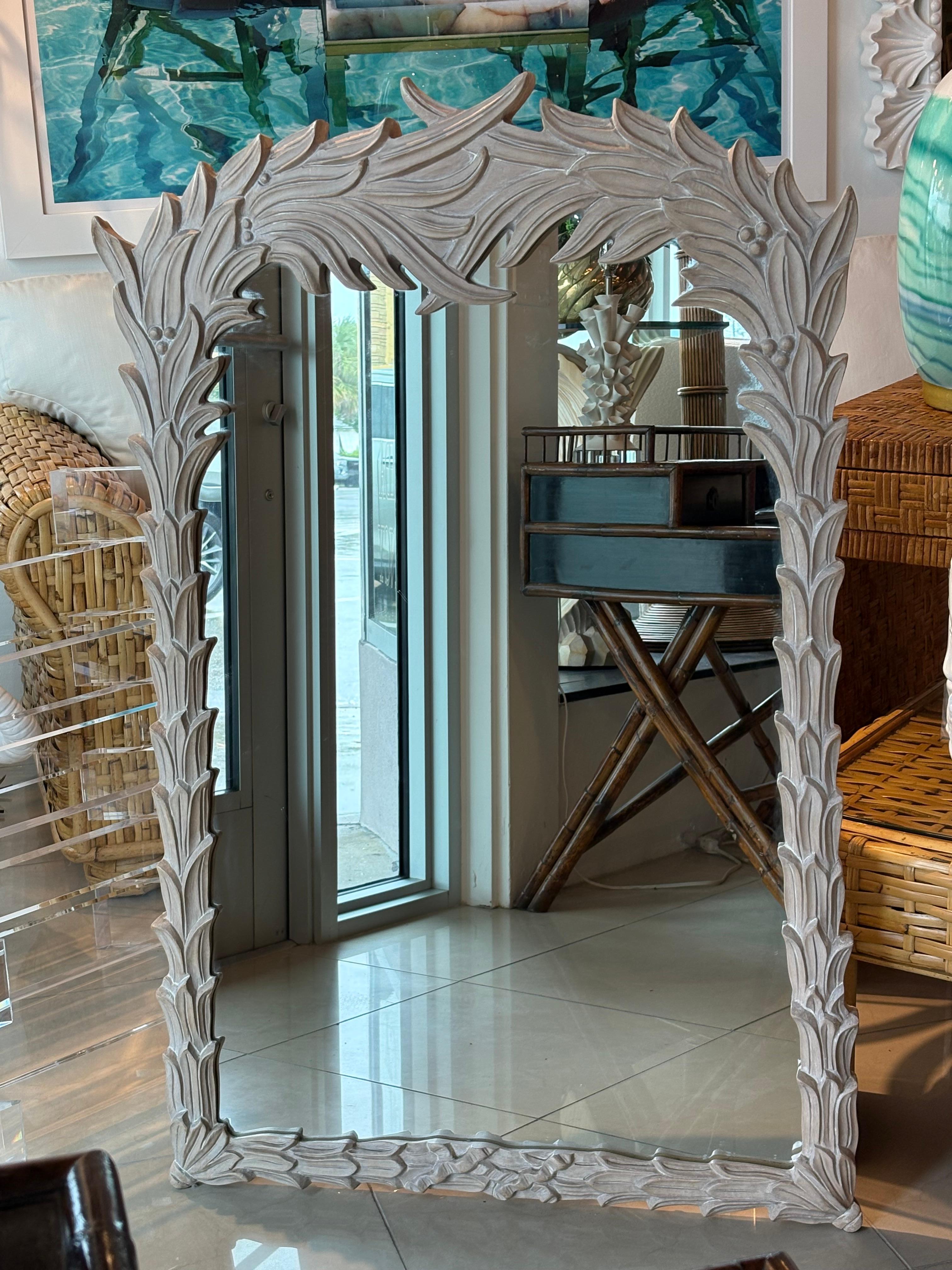 Vintage-Wandspiegel im Serge Roche-Stil aus Palm Beach mit Froschblättern und Blättern, Baum (Spiegel) im Angebot