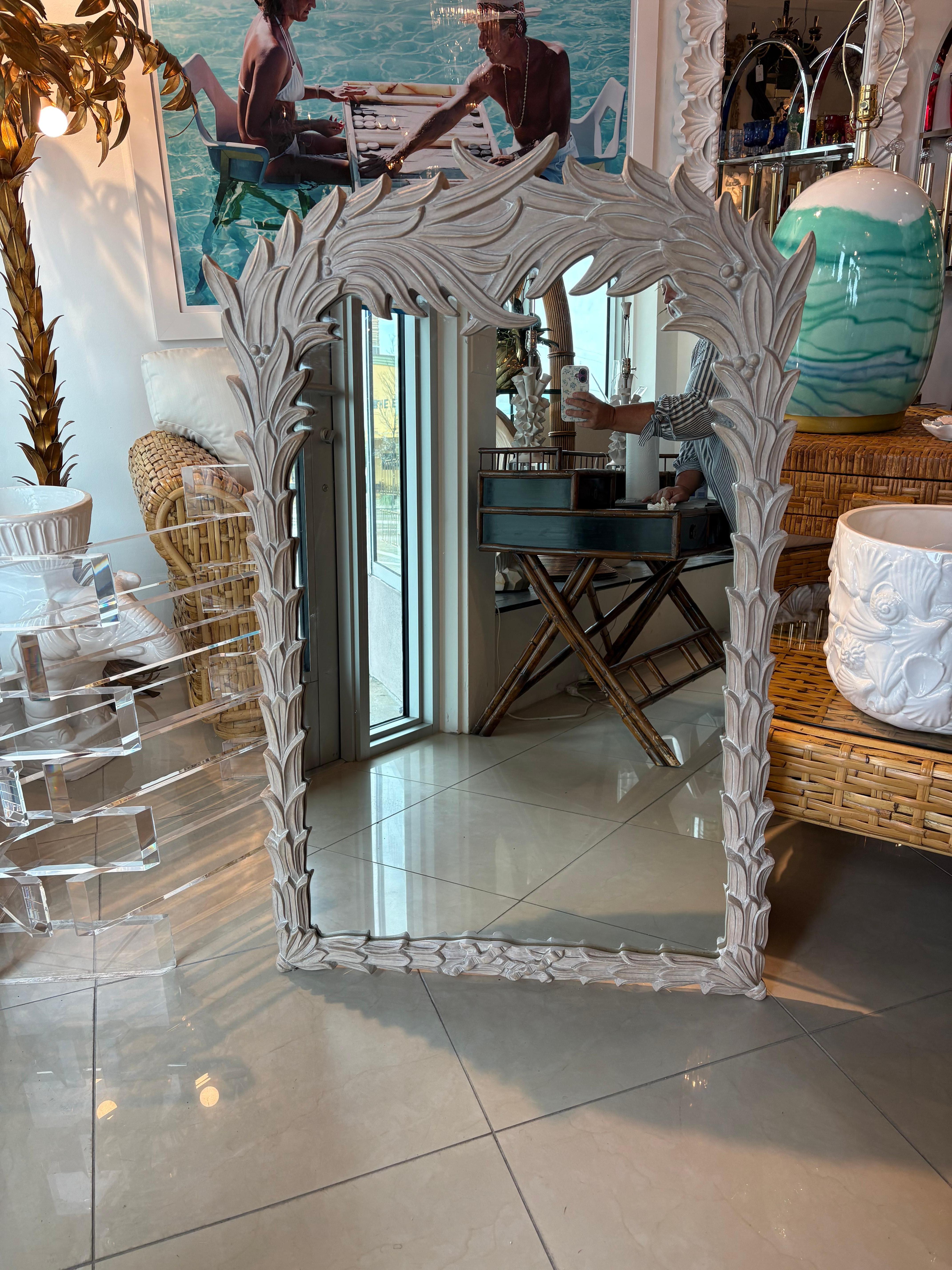 Vintage-Wandspiegel im Serge Roche-Stil aus Palm Beach mit Froschblättern und Blättern, Baum im Angebot 1